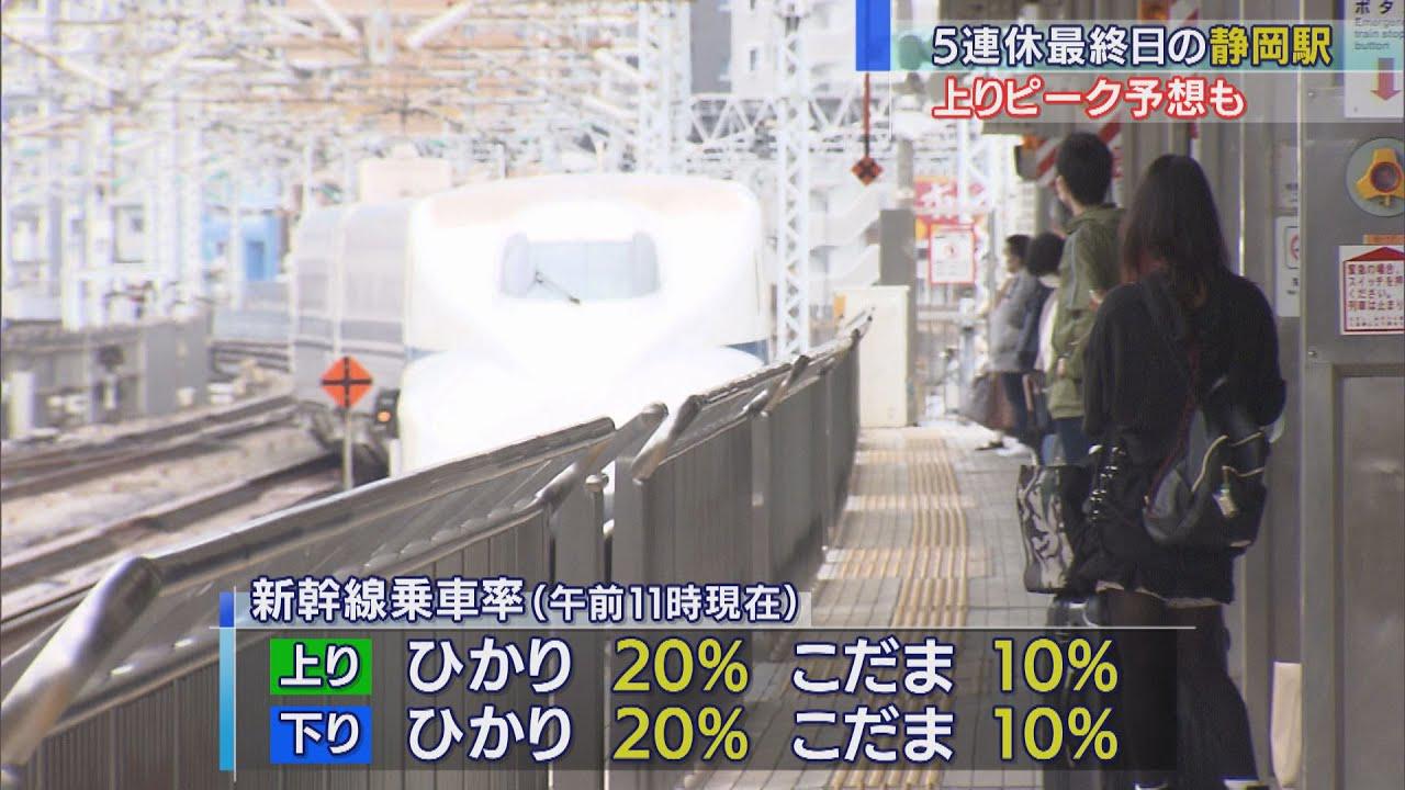 画像: 「外に出られず、ずっと実家で過ごした」「少しぜいたくなものを食べた」 5連休最終日も新幹線に混雑はなく JR静岡駅 youtu.be
