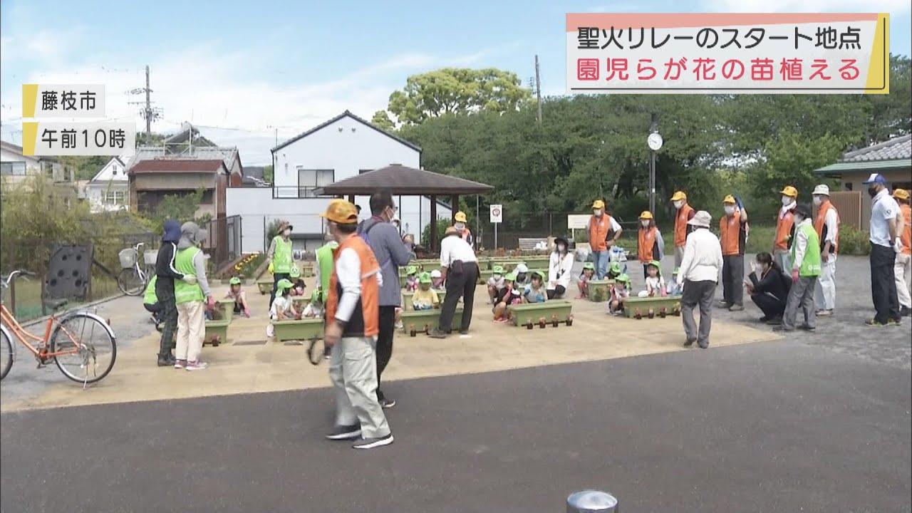画像: 東京オリンピック聖火リレーのスタート地点に花を 志太こども園の園児らが苗を植える 静岡・藤枝市 youtu.be