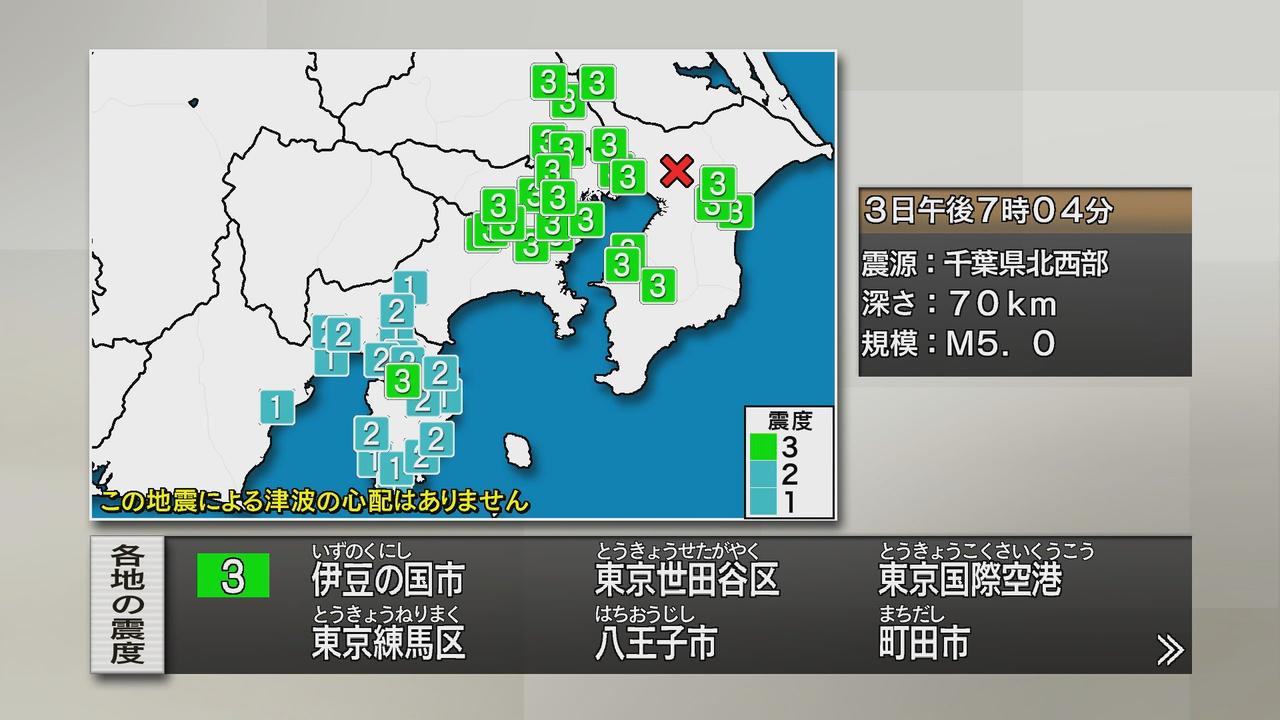 画像: 【速報】関東地方で地震 静岡・伊豆の国市でも震度3を観測