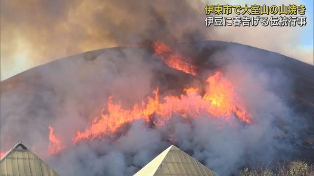 画像: 伊東市の大室山で山焼き…山頂に向かい燃え上がる炎 700年以上の歴史ある伝統行事に3万人が見入る 静岡・伊東市 youtu.be