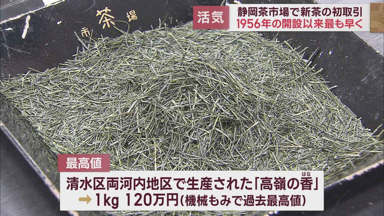 画像: 静岡茶市場 1956年の開設以来最も早い新茶初取引 最高値は1キロ120万円